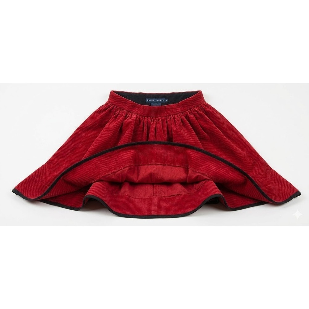 Vtg Ralph Lauren Red Corduroy Skirt Sz 12 100% Cotton Y2K Kidcore Coquette
